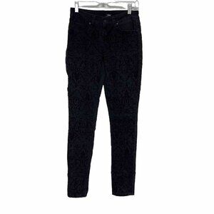 YMI Womens Juniors Size 5 Skinny Jeans Black Velvet Damask Print Vintage Stretch